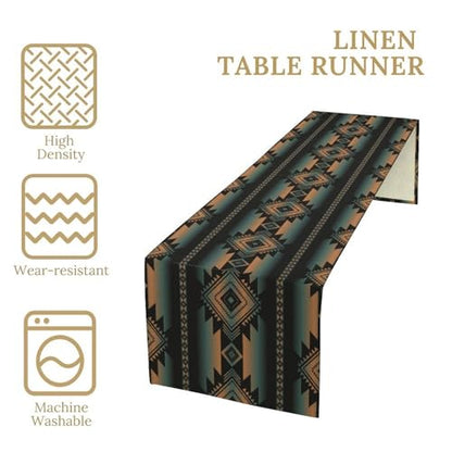 Retro Aztec Table Runner, American Southwest Traditional Tribal Geometric Art Printed Runner for Home Kitchen Dining Table Party 13x36in - color: Aztec-6, size: 13x36in