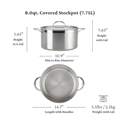 Hestan - ProBond Collection - Professional Clad Stainless Steel 10-Piece Ultimate Cookware Set, Induction Cooktop Compatible - style: 10 Piece