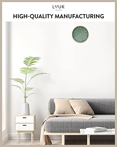 Modern Silent Quartz Wall Clock, 10in, Dark Green & Gold | Designed in Germany, Simple & Elegant, Non-ticking, Analog, Battery operated, Housewarming gift, for Living room, Bedroom - color: Dark Green, 10"