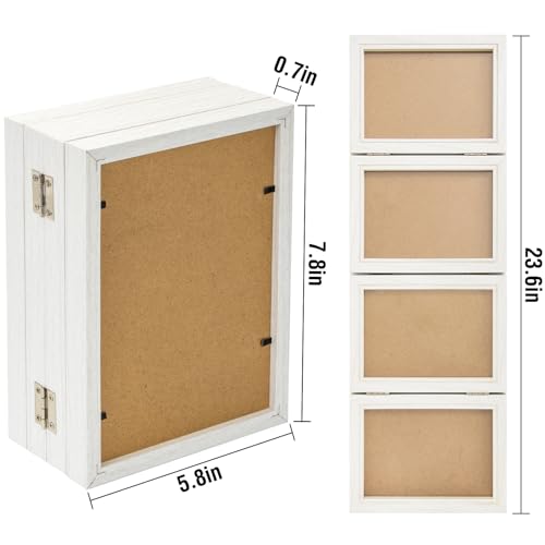 POILKMNI 5x7 In Four Picture Frame 4 Hinged Photo Frame with 4 Openings | Natural Wood Foldable Photo Frame High Definition Acrylic for Mothers Day Father's Day Christmas Gift, Family Picture, White - color: White, size: 5x7