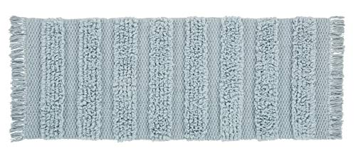 VCNY Home Savannah Collection Bath Rug Runner-Boho Fringe Striped Design-for Bathroom, Hallway, or Kitchen Use, 24" x 60", Blue - color: Blue