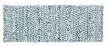 VCNY Home Savannah Collection Bath Rug Runner-Boho Fringe Striped Design-for Bathroom, Hallway, or Kitchen Use, 24" x 60", Blue - color: Blue