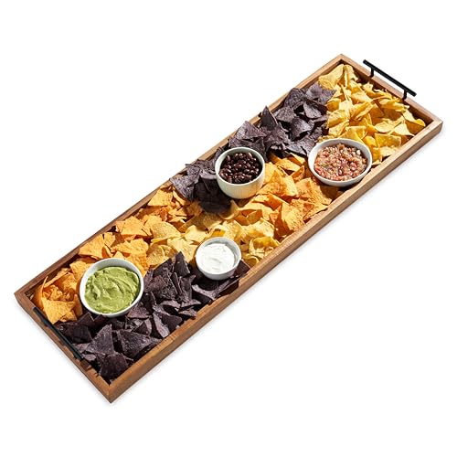 Twine Modern Manor Longboard Cheese Platter with Handles, Rectangular Cheese Board and Home Decor Tray, Dining Table Accessories Acacia Wood Set of 1 - style: Modern Manor Longboard