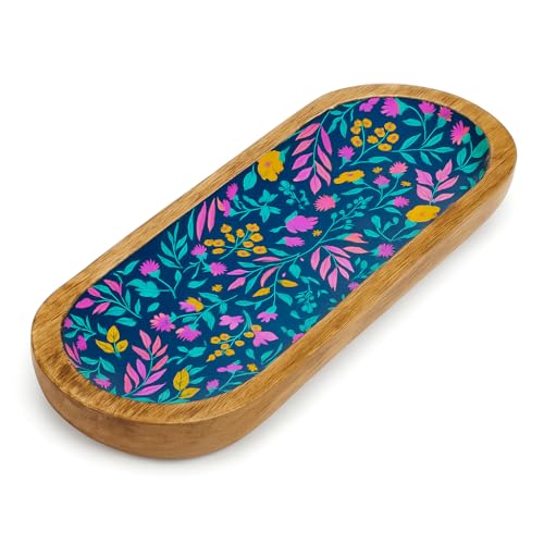 TOSQP27 Incense Burner Holder Ash Catcher for Sticks, Home Incent Burner Wooden Handmade Modern Gift Wood Decor – Floral Resin Art Tray | for Aromatherapy, Meditation, Yoga & Home Fragrance Decorative - color: Multicolor Floral