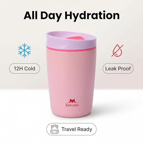 12 oz coffee tumbler Insulated coffee mug with lid Slider Insulated Stainless Steel Coffee Tumbler, Travel Mug for Hot and Iced Beverages insulated travel coffee mug (pink) - color: Pink
