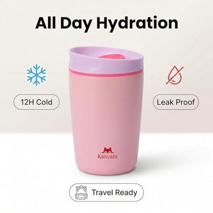 12 oz coffee tumbler Insulated coffee mug with lid Slider Insulated Stainless Steel Coffee Tumbler, Travel Mug for Hot and Iced Beverages insulated travel coffee mug (pink) - color: Pink