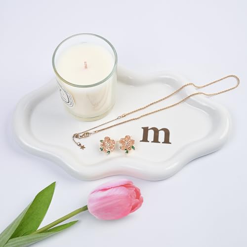 Ceramic Jewelry Large Decorative Cloud Tray, Trinket Dish (m) | Birthday, Engagement Gifts for Women, Nightstand, Vanity Cloud Decor for Earrings, Necklace, Bracelet, Watch, Keys - color: m