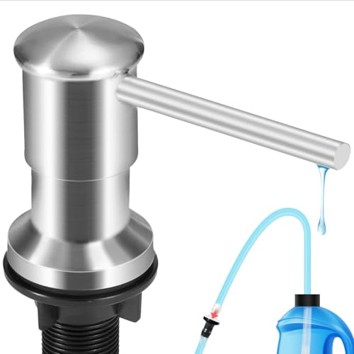Yofidra Soap Dispenser for Kitchen Sink: Built in Sink Soap Dispenser Pump, Brushed Nickel Stainless Steel Sink Soap Dispenser with 47” Tube Kit Fit for Kitchen Bathroom in Counter - color: Brushed Nickel, size: 47" (Pack of 1)