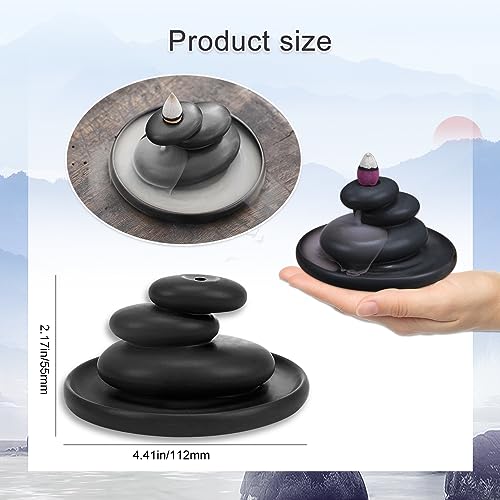 ZORZA Ceramic Zen Stone Backflow Incense Holder for Meditation Yoga | Waterfall Incense Burner,Zen Aesthetic,Black Rectangular Design,Tea Ceremony Decoration,Creating Serene Aromatic Atmosphere