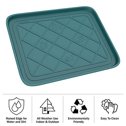 All Weather Boot Tray - Small Water Resistant Plastic Utility Shoe Mat for Indoor and Outdoor Use in All Seasons by Stalwart (Teal)