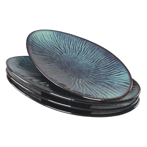 Ceramic Serving Platters - Set of 4 Oval Platters for Entertaining, Modern Kitchen Dishes for Dinner, Fruit, Salad, Serving Trays - color: Canoe, size: 13.8 Inch