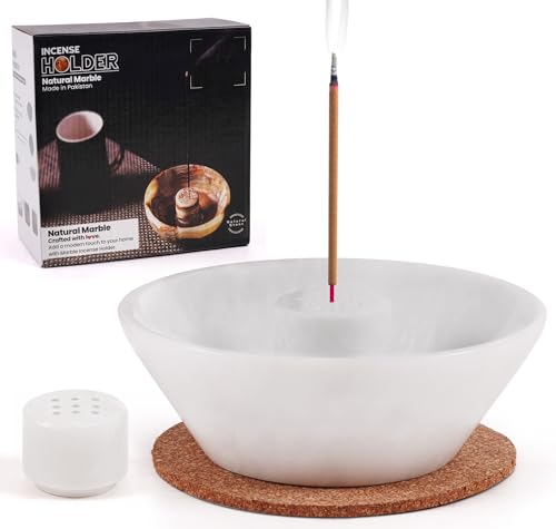 Radicaln Marble Incense Holder 5.5" Inches Handmade White Marbles Ashtray for Home Décor, Ideal Incense Stick Holder, Palo Santo Holder & Incense Holder Marble for Living Room - color: White
