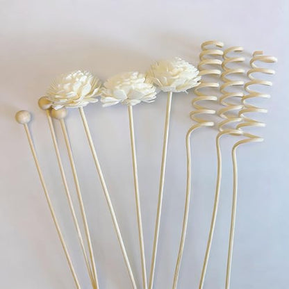 Ceramic Diffuser Bottle Set, 3PCS Spiral Flower Reed Ball Rattan Stick for Home Office Party Fragrance Aromatherapy Eucalyptus Oil