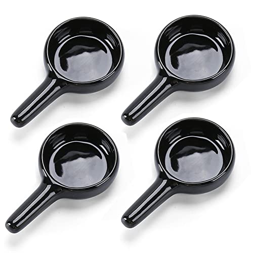 4Pcs Ceramic Candle Spoon Tray Holder Tealight Wax Warmer Little Candle Spoon Replacement Fragrance Aromatherapy Furnace Accessories, Black