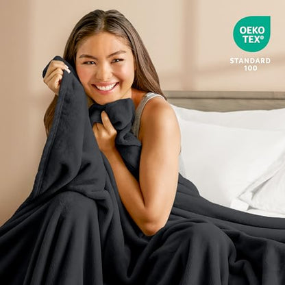 Bare Home Fleece Blanket Luxury Microplush (Full/Queen, Black) | Ultra-Soft Lightweight Blanket for Bed, Sofa, and Couch, Cozy & Warm Blanket - color: 05 - Black, size: Full/Queen
