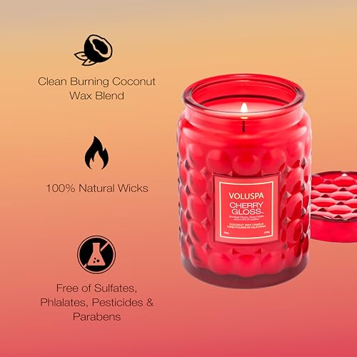 VOLUSPA Cherry Gloss 18 oz Scented Coconut Wax Candle for Home Fragrance - color: 20 - Cherry Gloss