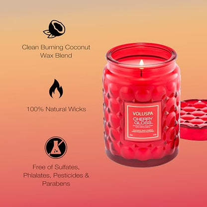 VOLUSPA Cherry Gloss 18 oz Scented Coconut Wax Candle for Home Fragrance - color: 20 - Cherry Gloss