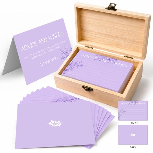 60pcs Lavender Eucalyptus Advice and Wishes Cards, 5.7"x3.8" Wedding Advice Cards for Bridal Shower, 250gsm Thick Paper Wedding Guest Book Alternative, for Mr & Mrs Engagement Party - color: BLUE
