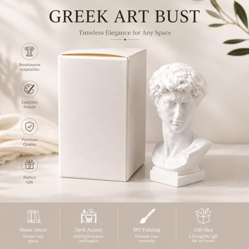 Resin Bust Statue 2.76 Inch Plaster Figurines Mini Home Decoration Sculpture White for Art Hobbyist-David - size: David
