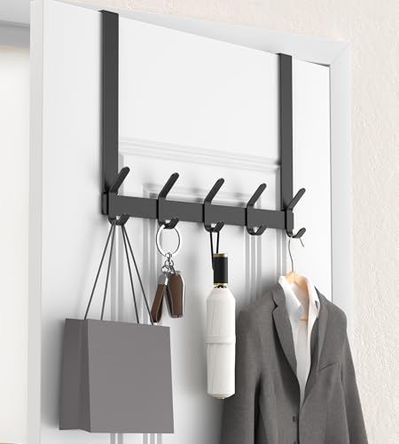 KitchLife Long Over The Door Hooks Hanger with 15.75 inches Extended Arms, Fit 1-3/4" Doors, J40U, Thickened Bathroom Towel Rack Organization, 1 Pack, Matte Black - color: Matte Black, size: Fits 1-3/4" Doors with 15.75" Arms