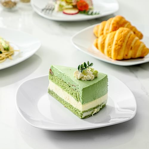 fMBB Ceramic White Dinner Plates Set of 4, Porcelain Square 7.5 inch Dessert Dishes, Serving Flat Plates Salad Dishes - Scratch Resistant, Dishwasher, Microwave, Oven Safe - color: Square7.5"
