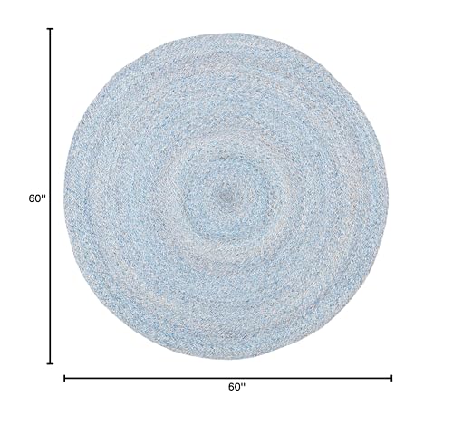 SAFAVIEH Cape Cod Collection Area Rug - 5' Round, Blue, Handmade Braided, Ideal for High Traffic Areas in Living Room, Bedroom (CAP224M) - color: Blue, size: 5' (Round)