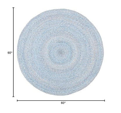 SAFAVIEH Cape Cod Collection Area Rug - 5' Round, Blue, Handmade Braided, Ideal for High Traffic Areas in Living Room, Bedroom (CAP224M) - color: Blue, size: 5' (Round)