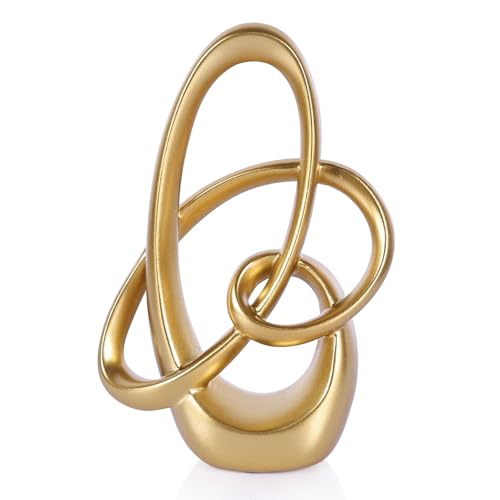 Modern Gold Knots Decor - 7.1" Resin Golden Knot Statue, Abstract Gold Sculptures Home Decor for Living Room, Coffee Table, Shelves, Entryway, Office Tabletop Accent, Decorative Knick Knacks Gift - color: Gold, size: Small