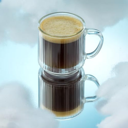 JoyJolt Haven Stackable Fluted Glass Mugs Set of 2, 5.5oz Ribbed Double Wall Glass Coffee Mugs, Stacking Insulated Coffee Cup Set also for Espresso Shot Tea Latte Macchiato Cappuccino - style: Espresso Cups