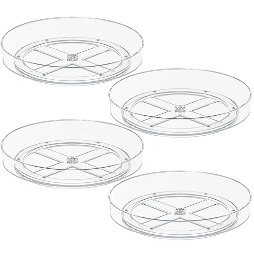 4 Pack 10 Inch Clear Lazy Susan Turntable Organizer for Cabinet, Non-Slip Acrylic Rotating Tray with Raised Edge, Spinning Spice Rack for Kitchen Pantry, Refrigerator, Vanity, Bathroom - size: 10inch - 4 Pack