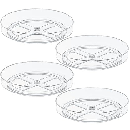 4 Pack 10 Inch Clear Lazy Susan Turntable Organizer for Cabinet, Non-Slip Acrylic Rotating Tray with Raised Edge, Spinning Spice Rack for Kitchen Pantry, Refrigerator, Vanity, Bathroom - size: 10inch - 4 Pack