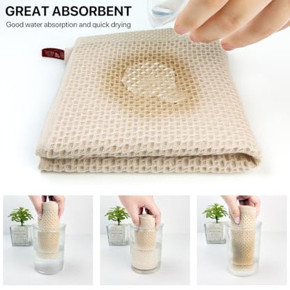 100% Cotton Waffle Weave Kitchen Dish Cloths, Ultra Soft Absorbent Quick Drying Dish Towels, 15.7 x 23.6 Inches, 6-Pack, Beige - color: Beige, size: 15 x 23 - 6 Pack