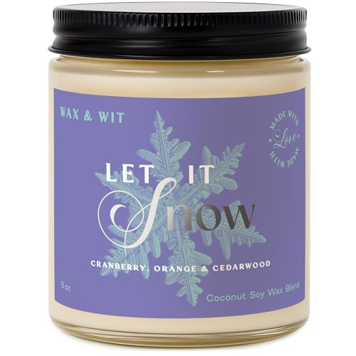 Wax & Wit Christmas Candles Scented – Cranberry, Orange, Cedarwood – Fall Candle, Perfect Holiday, Winter, Xmas, Autumn Gifts – 9oz, Soy Wax, 50 Hour Burn - color: Let it Snow