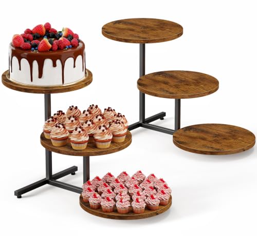 Emfogo Wooden Cupcake Stand, 3 Tier Dessert Table Display Set, Wood Dessert Tower for Party Afternoon Tea Baby Shower Wedding Birthday, Large Tiered Serving Stand for Cake Cookie Food (2 Pack) - color: 2pack 11.6" diameter
