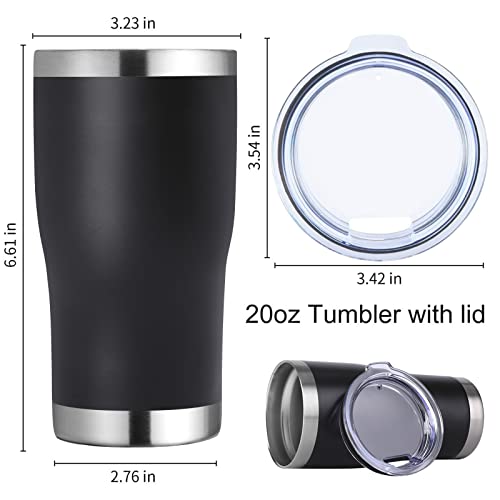DOMICARE 20oz Tumbler with Lid Stainless Steel Tumblers Bulk, Double Wall Vacuum Insulated Coffee Travel Mug Powder Coated Tumbler, 1 Count (Pack of 1) Black - color: Black, size: 1 count