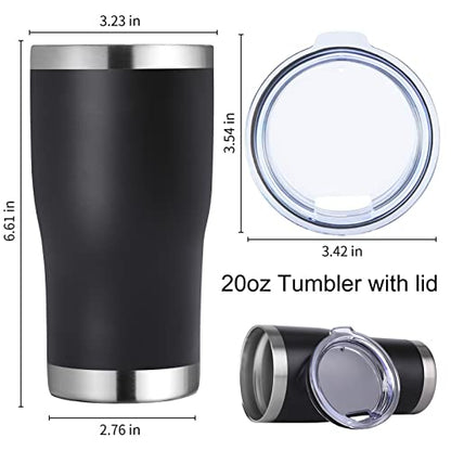 DOMICARE 20oz Tumbler with Lid Stainless Steel Tumblers Bulk, Double Wall Vacuum Insulated Coffee Travel Mug Powder Coated Tumbler, 12 Count (Pack of 1) Black - color: Black, size: 12 count