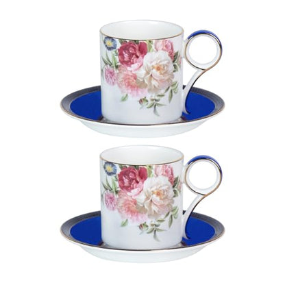 KAMMAK Tea Cups and Saucers Set of 2, Porcelain Coffee Cups, JBE015 | Stackable Espresso Mugs, Ceramic Demitasse for Coffee, Cappuccino, Latte, Americano, Tea - size: 8CZJBE015