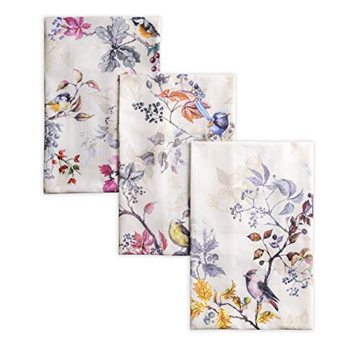 Maison d' Hermine Kitchen Towels Set of 3 Reusable 100% Cotton 27.50" x 20" | Cloth Tea Dish Towels Absorbent with Hanging Loop for Kitchen Dining Hotel Home Thanksgiving Christmas - Equinoxe - Beige - color: 023 - Equinoxe - Beige