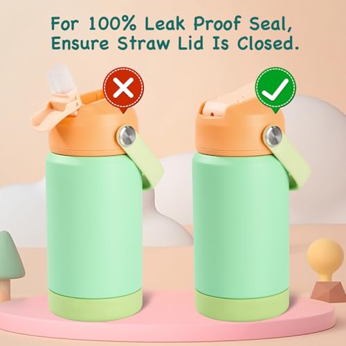 Kerilyn 12oz Kids Water Bottle 2 Pack, Stainless Steel Insulated Water Bottle Bulk, Toddler Cups with Straws Leak-Proof, Kids Water Bottles for School Boys Girls, BPA Free, 2 Piece Set Ocean Couple - color: A. Ocean Couple