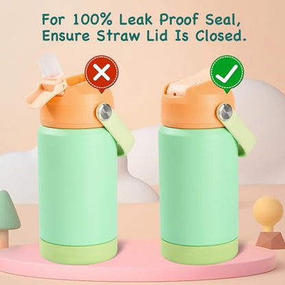 Kerilyn 12oz Kids Water Bottle 2 Pack, Stainless Steel Insulated Water Bottle Bulk, Toddler Cups with Straws Leak-Proof, Kids Water Bottles for School Boys Girls, BPA Free, 2 Piece Set Ocean Couple - color: A. Ocean Couple