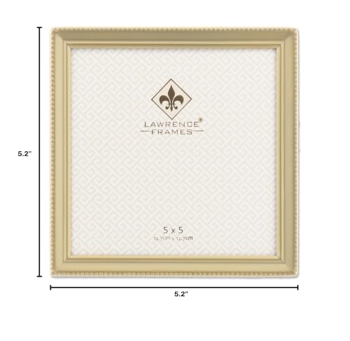 Lawrence Frames Bead Border Design, 5x5, Satin Gold - color: Satin Gold, size: 5x5