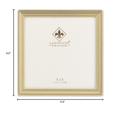 Lawrence Frames Bead Border Design, 5x5, Satin Gold - color: Satin Gold, size: 5x5