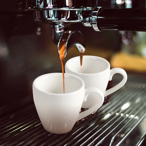homEdge Porcelain Espresso Shot Cup Set with Saucers and Stainless Steel Spoons - 80 ml / 2.67 oz, Set of 4, White - color: White