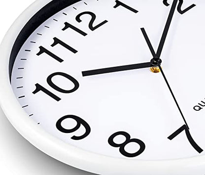 Bernhard Products White Wall Clocks Large 13 Inch, Silent Non Ticking 2 Pack, Quality Quartz Battery Operated Round Easy to Read Home/Office/Business/Classroom/School Clock, Black - color: White, size: 13 Inch - 2 Clocks