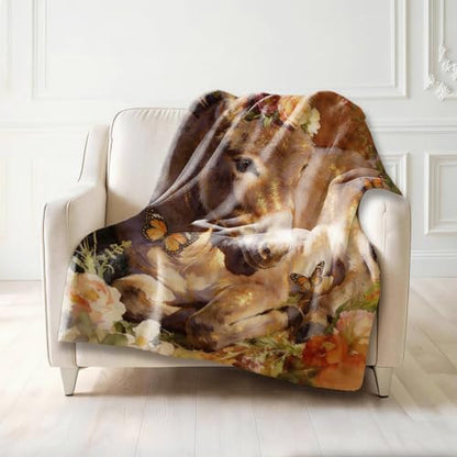 Donkey Throw Blanket 50x60 Inch, Soft Flannel Fleece Blanket for Couch Sofa Bed, Rustic Farmhouse Decor, Donkey Gift for Women Girls Kids