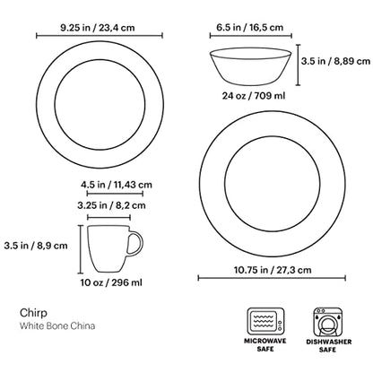 Lenox Chirp 4-Piece Place Setting, 5.1 LB, Multi - style: 4-Piece Place Setting