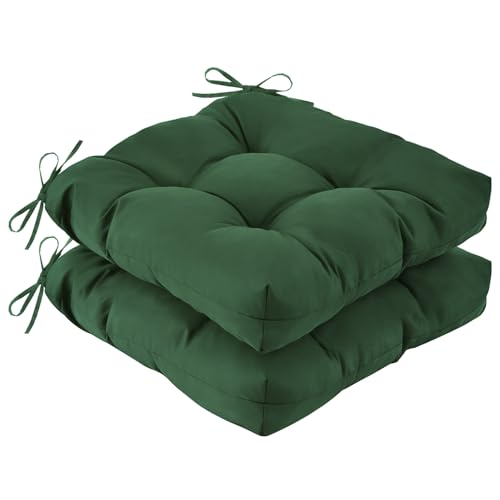 IASEAHK Outdoor Chair Cushions Set of 2, 17" x 17" x 4", Waterproof Outdoor Seat Cushions for Patio Furniture, Fade-Resistant Patio Chair Cushion, Dining Wicker Chair Pads for Porch Garden, Dark Green - color: Forestgreen, size: 17*17+4"