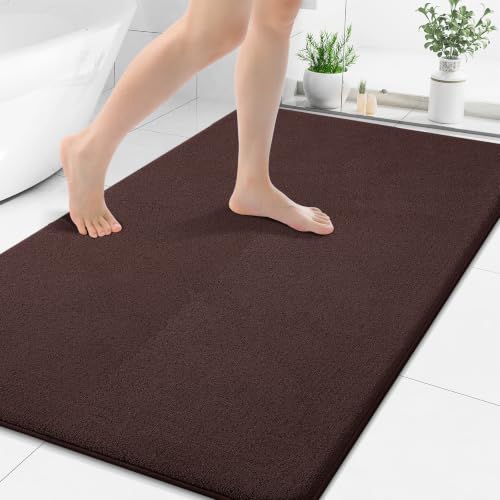 Smiry Memory Foam Bath Mat 50x30, Extra Soft Absorbent Bathroom Rugs | Brown Quick Dry, Machine Washable Bath Mats for Bathroom, Shower, Tub and Home Decor Accessories - color: Brown, size: 50'' X 30''