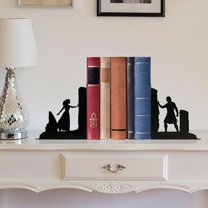Couple Decorative Bookends Metal Magic Book Ends for Shelves | Bookshelf Decorative Objects Home Office Desk Bookshelf Decor