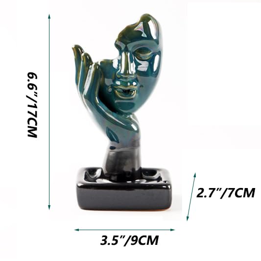 Half Face of Women in Hands Statue Backflow Incense Holder,Waterfall Incense Burner Holder for Sticks Cones Home Office Yoga AI024 - color: Face Statue